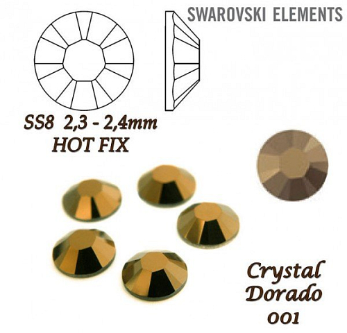 SWAROVSKI xilion rose HOT-FIX velikost SS8 barva CRYSTAL DORADO