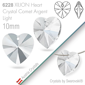 Swarovski XILION Heart 6228. Barva Crystal Comet Argent Light. Velikost 10mm