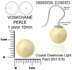SWAROVSKI 5818 Voskované Perle 1otvor barva 618 CRYSTAL CREAMROSE LIGHT PEARL velikost 10mm.