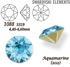 SWAROVSKI ELEMENTS 1088 XIRIUS Chaton SS19 (4,40-4,60mm) barva AQUAMARINE (202).