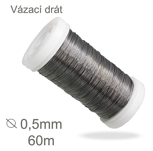 Drátek VÁZACÍ 0,5mm v délce 60m.  Vhodné na výplet ozdob nebo klasické drátování hrnečků.