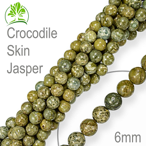 Korálky z minerálů Crocodile Skin Jasper přírodní polodrahokam. Velikost pr.6mm. Balení 12Ks.
