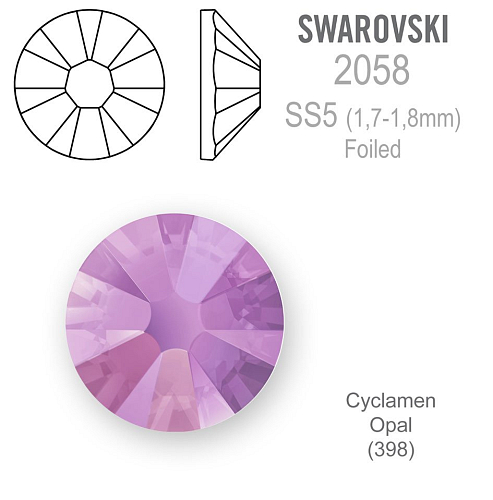 SWAROVSKI 2058XILION FOILED velikost SS5 barva CYCLAMEN OPAL