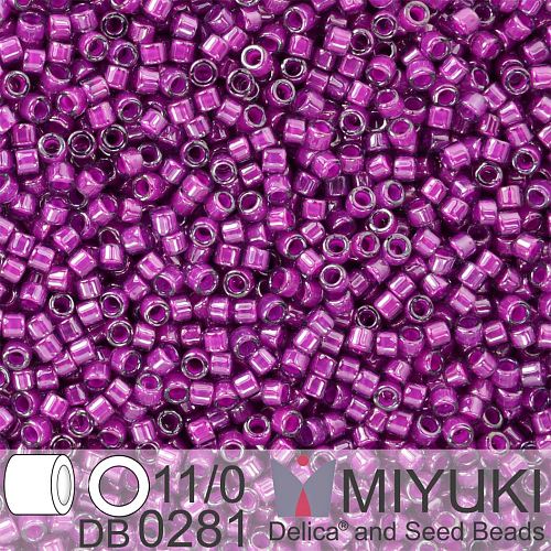 Korálky Miyuki Delica 11/0. Barva Fuchsia Lined Crystal Luster DB0281. Balení 5g