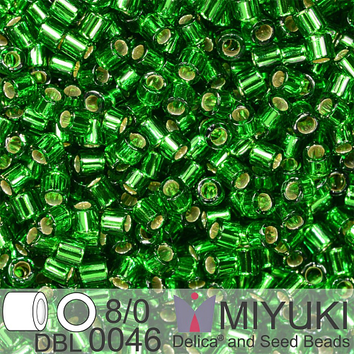 Korálky Miyuki Delica 8/0. Barva S/L Green DBL0046. Balení 5g.