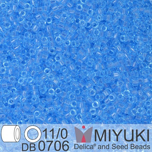 Korálky Miyuki Delica 11/0. Barva Tr Aqua DB0706. Balení 5g.