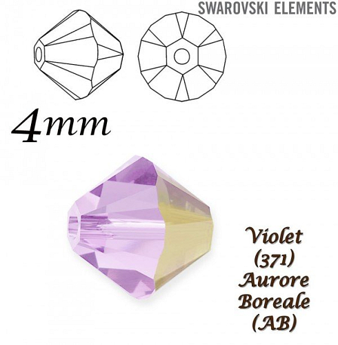 SWAROVSKI XILION BEAD 5328 barva VIOLET AURORE BOREALE velikost 4mm. Balení 20Ks. 