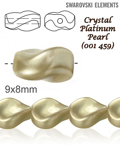 SWAROVSKI 5826 Voskované Perle barva CRYSTAL PLATINUM PEARL velikost 9x8mm