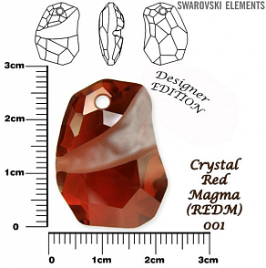 SWAROVSKI Divine Rock Pendant 6191 barva RED MAGMA velikost 27mm.