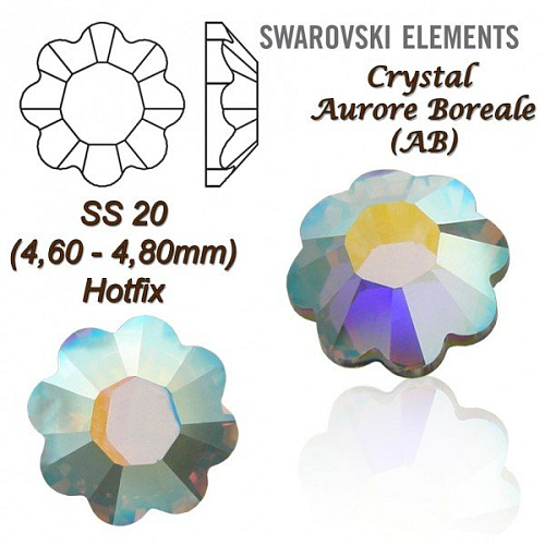 SWAROVSKI 2728 HOT-FIX tvar KYTKA SS20 barva CRYSTAL AURORE BOREALE