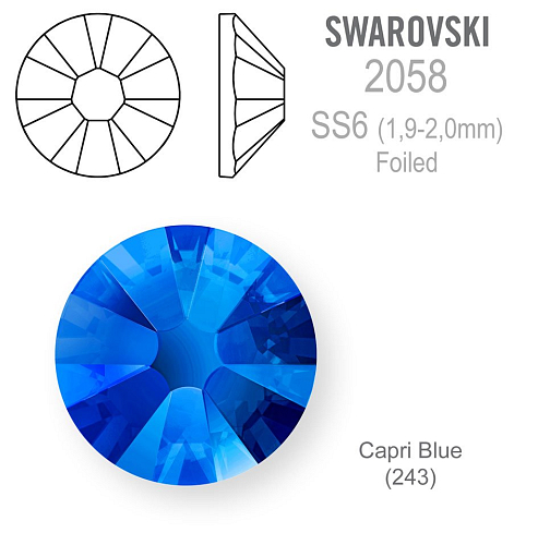SWAROVSKI FOILED velikost SS6 barva CAPRI BLUE 