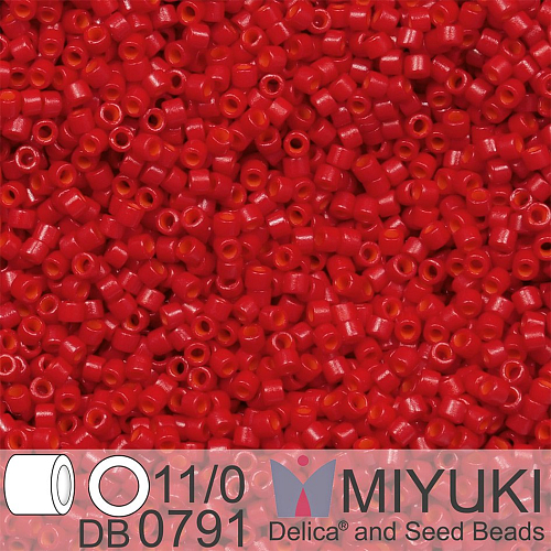 Korálky Miyuki Delica 11/0. Barva Dyed SF Op Bright Red DB0791. Balení 5g.