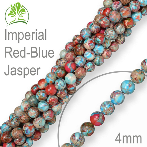 Korálky z minerálů Imperial Red-Blue Jasper  přírodní polodrahokam. Velikost pr.4mm. Balení 18Ks.