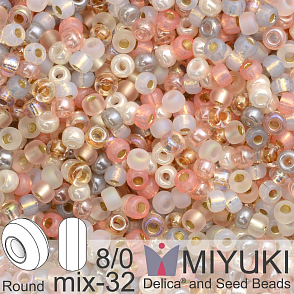Korálky Miyuki Round 8/0. Barva MIX 32 Moonstone. Balení 5g