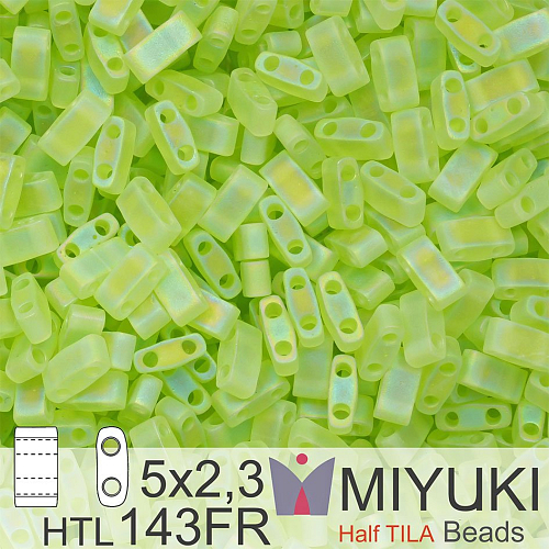Korálky Miyuki Half Tila. Barva Matte Transparent Chartreuse AB HTL 143FR. Balení 3g