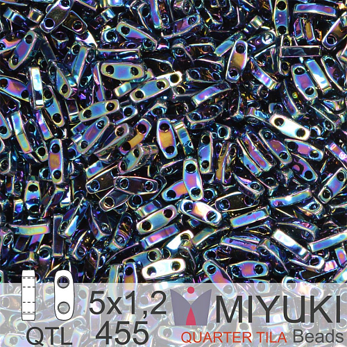 Korálky Miyuki QuarterTila. Barva Metallic Variegated Blue Iris QTL 455 Balení 3g