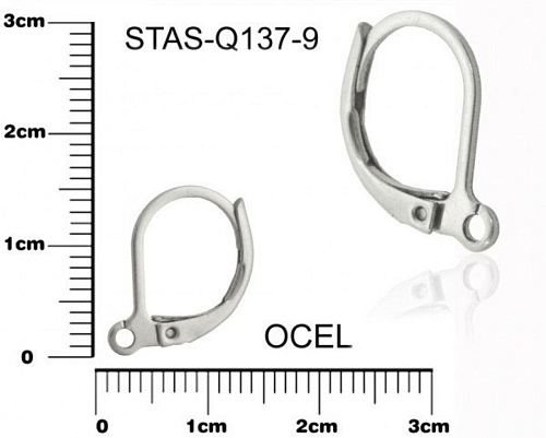 Náušnice mechanická CHIRURGICKÁ OCEL ozn.-STAS-Q137-9. Velikost 12x14mm.