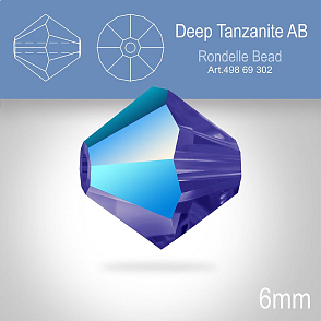 PRECIOSA Bicone MC BEAD (sluníčko) velikost 6mm. Barva DEEP TANZANITE AB. Balení 18ks .