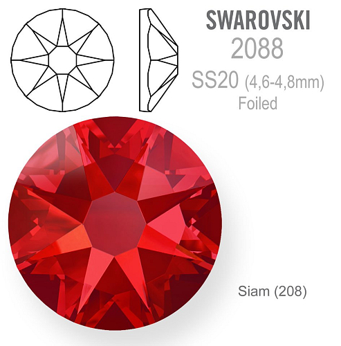 SWAROVSKI 2088 XIRIUS FOILED velikost SS20 barva Siam