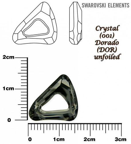 SWAROVSKI ELEMENTS Organic Cosmic Triangle 4736 barva CRYSTAL (001) DORADO (DOR) velikost 14mm.