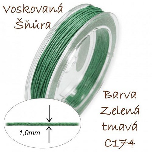 Voskovaná šňůra-síla 1,0mm v barvě tmavě zelené číslo C174