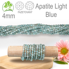 Korálky z minerálů Apatite Light Blue  Fazetovaný polodrahokam. Velikost pr.4mm. Balení 95Ks.