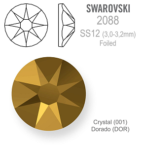 SWAROVSKI 2088 XIRIUS FOILED velikost SS12 barva Crystal Dorado