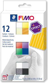 FIMO Effectt v balení 12 barevných bloků FIMO po 25g.