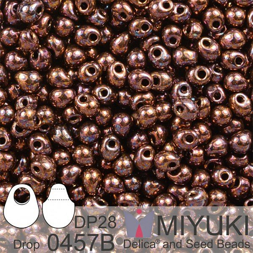 Korálky Miyuki Drop 2,8mm. Barva 0457B Met Dk Raspberry Iris. Balení 5g.