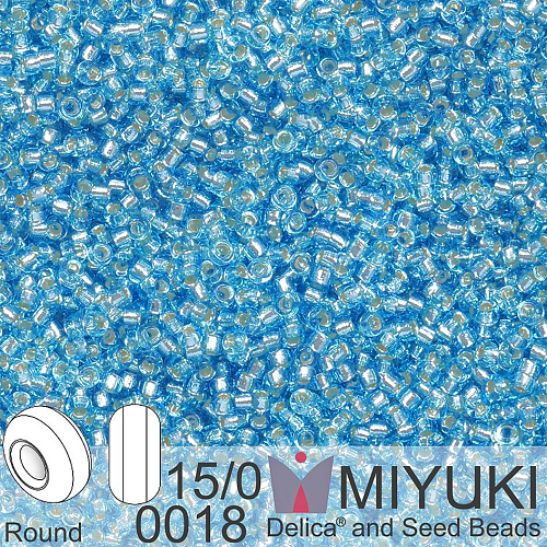 Korálky Miyuki Round 15/0. Barva 0018 S/L Aqua. Balení 5g