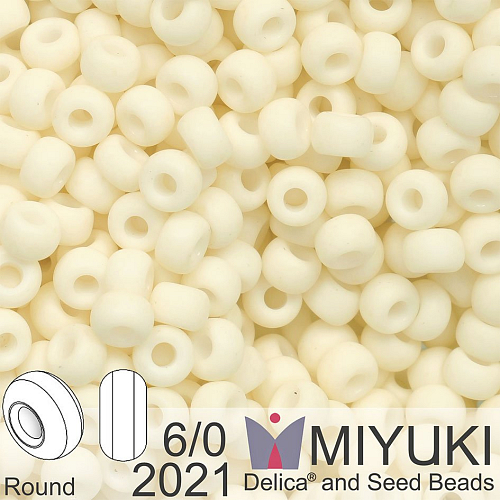 Korálky Miyuki MIX Round 6/0. Barva 2021 Matte Opaque Cream. Balení 5g