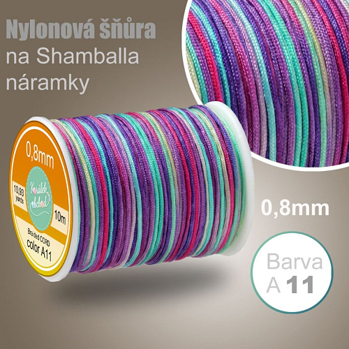 Nylonová šňůra na Shamballa náramky Gradient MIX 11 průměr nitě 0,8mm 10m v balení