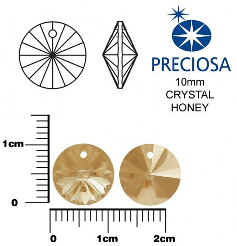 PRECIOSA MC RIVOLI velikost 10mm. Barva CRYSTAL HONEY. 