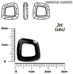 SWAROVSKI ELEMENTS Cosmic Square Ring barva JET (280) velikost  14mm.