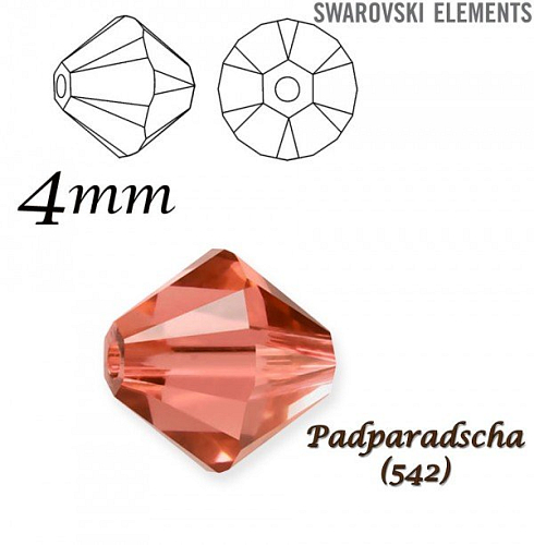 SWAROVSKI XILION BEAD 5328 barva PADPARADSCHA velikost 4mm. Balení 20Ks