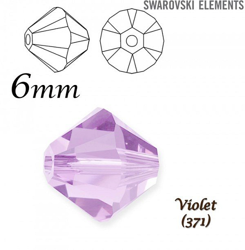 SWAROVSKI XILION BEAD 5328 barva VIOLET velikost 6mm. Balení 10Ks