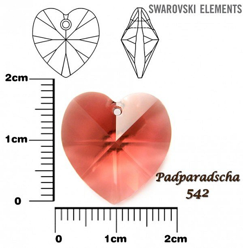 SWAROVSKI Heart Pendant barva PADPARADSCHA velikost 18x17,5mm.