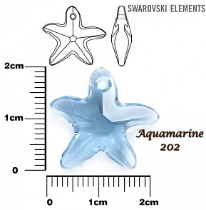 SWAROVSKI Starfish Pendant barva AQUAMARINE velikost 20mm.
