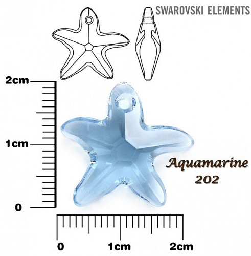 SWAROVSKI Starfish Pendant barva AQUAMARINE velikost 20mm.