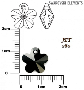 SWAROVSKI Flower Pendant barva JET velikost 12mm.