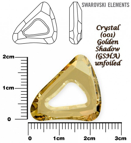 SWAROVSKI ELEMENTS Organic Cosmic Triangle 4736 barva CRYSTAL (001) GOLDEN SHADOW (GSHA) velikost 20mm.