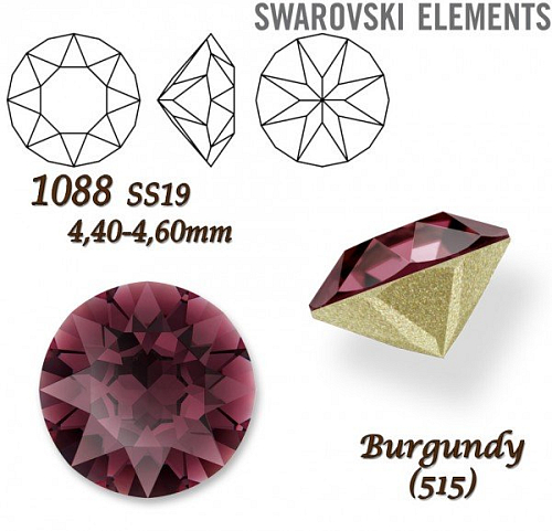 SWAROVSKI ELEMENTS 1088 XIRIUS Chaton SS19 (4,40-4,60mm) barva Burgundy (515).