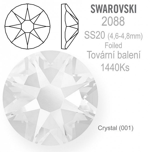 Swarovski XIRIUS Rose FOILED 2088 velikost SS20 barva Crystal tovární balení