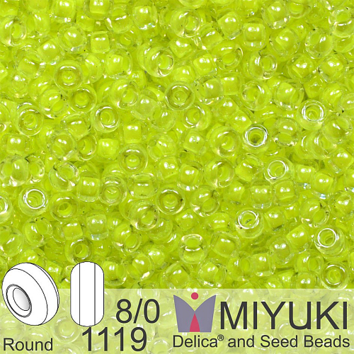 Korálky Miyuki Round 8/0. Barva 1119  Luminous Lime. Balení 5g