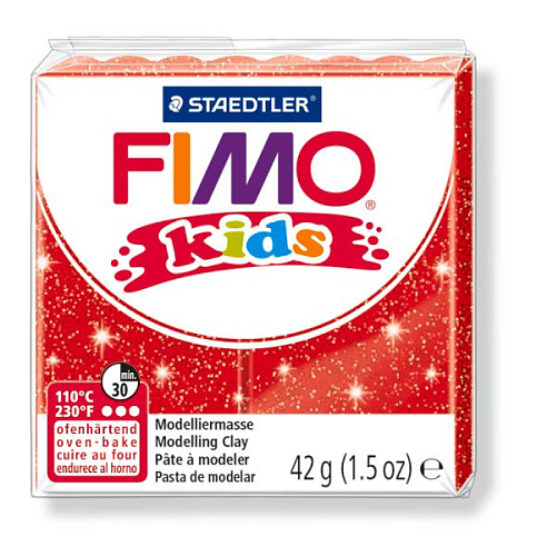 Modelovací hmota Fimo kids 42g ČERVENÁ SE TŘPYTKAMI č.212