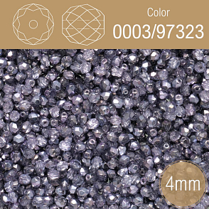 Korálky BROUŠENÉ 4mm. Barva 0003/97323. Průhledná s pokovem. Balení 120Ks.