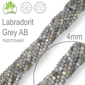 Korálky z minerálů Labradorit Grey AB Fazetovaný přírodní polodrahokam. Velikost pr.4mm. Balení 95Ks.