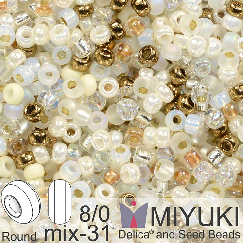 Korálky Miyuki Round 8/0. Barva MIX 31 White Wedding. Balení 5g