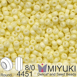 Korálky Miyuki Round 8/0. Barva 4451 Duracoat Dyed Opaque Light Lemon Ice. Balení 5g