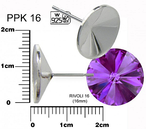 NÁUŠNICE puzeta na rivoli ozn. PPK 16. Materiál STŘÍBRO AG925.váha 0,86g.